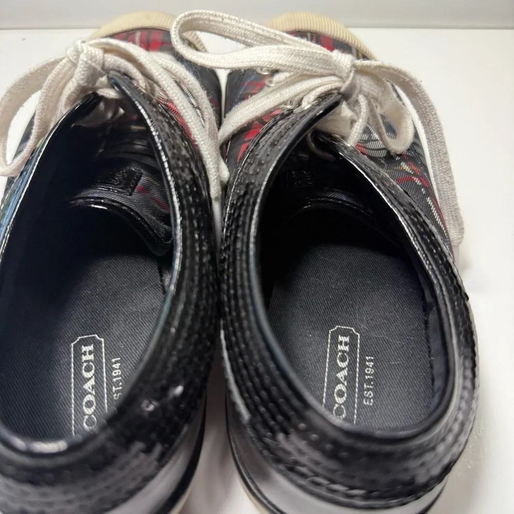 Coach‎ Zorra Signature Monogram Plaid Sneakers w/Sequins Women’s Size 9.5